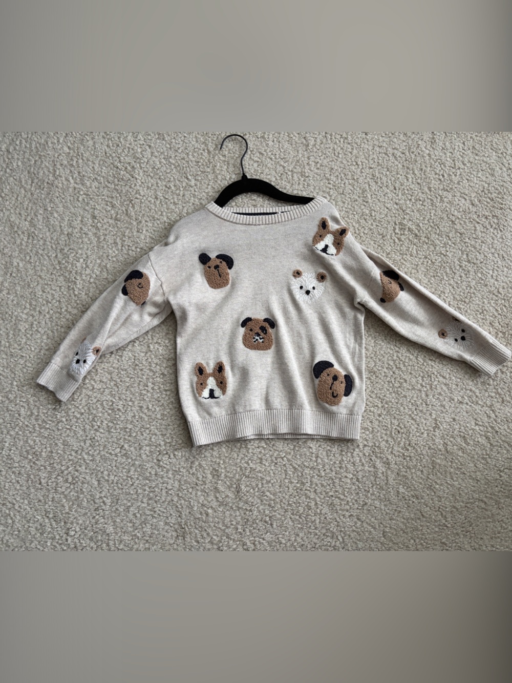 next Cream Kids Sweater with Brown & Black Dog Faces